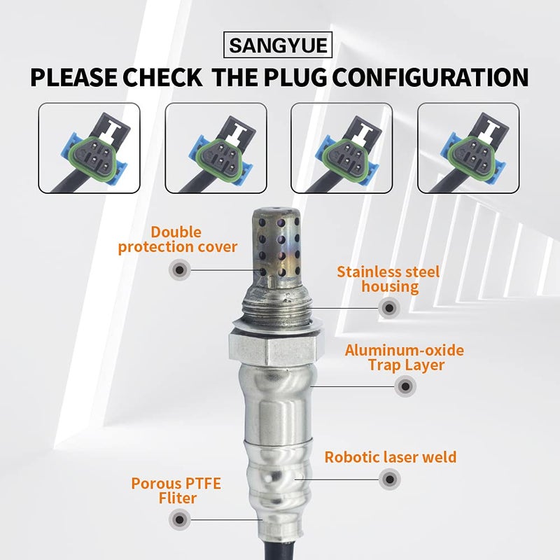 Sangyue Oxygen O2 02 Sensor 1 & 2 for 2009 2010 2011 GMC Acadia Chevrolet Chevy Traverse Buick Enclave 3.0L 3.6L Upstream + Downstream 4PCS - Image 3